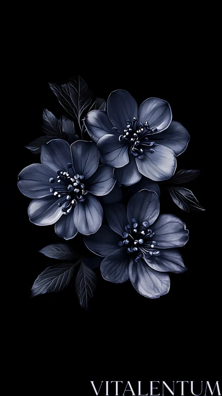 Midnight Blooms Dance Against Velvet Darkness in Moody Splendor