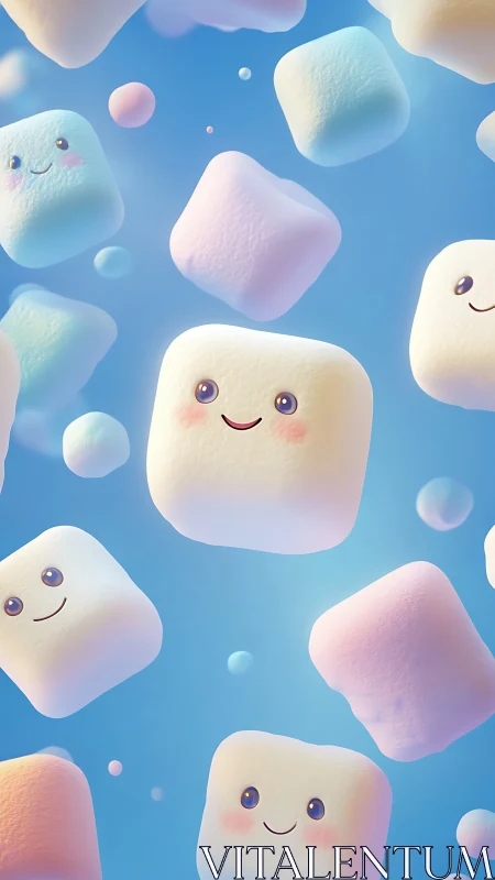 Cheerful Cloud Companions in Sky.