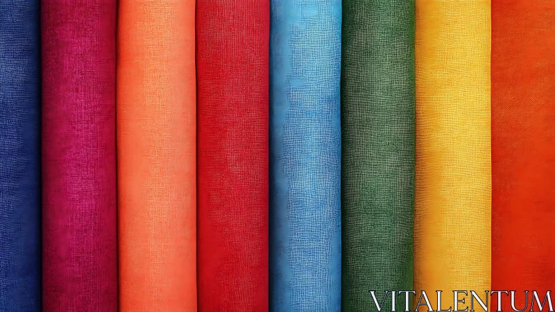 Chromatic textile cylinders in aligned spectral progression.