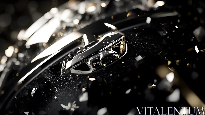 Luxurious close-up of a black and gold watch with sparkling accents.