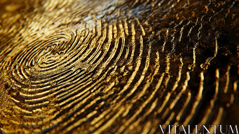 Macro-depth rendering of metallic fingerprint ridges under raking light