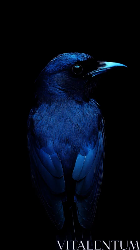 Sapphire Sentinel: Electric Blue Bird Portrait.