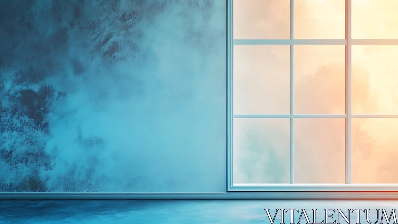 Soft gradient interior wall with large frosted window.