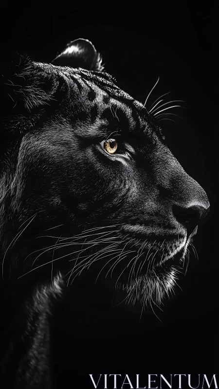 Lioness Profile Study Against Black Background