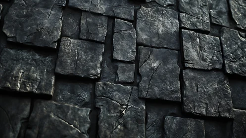 Textured Stone Block Surface with Layered Depth and Dramatic Shadow Play