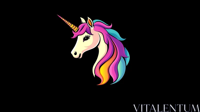 Radiant rainbow unicorn portrait on a dreamy night backdrop.