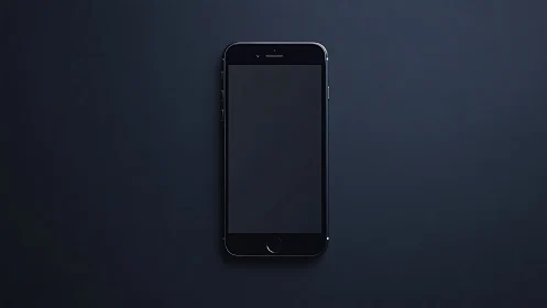 Black iPhone on Dark Surface. Minimalist Technology Study.