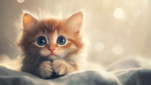 Luminous Kitten Emerges From Snowdrift Reverie.