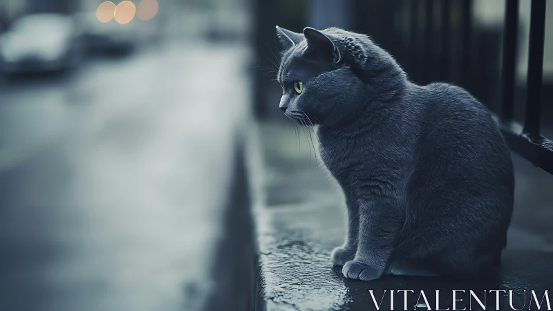 Midnight Sentinel: A Velvet Predator's Urban Vigil.