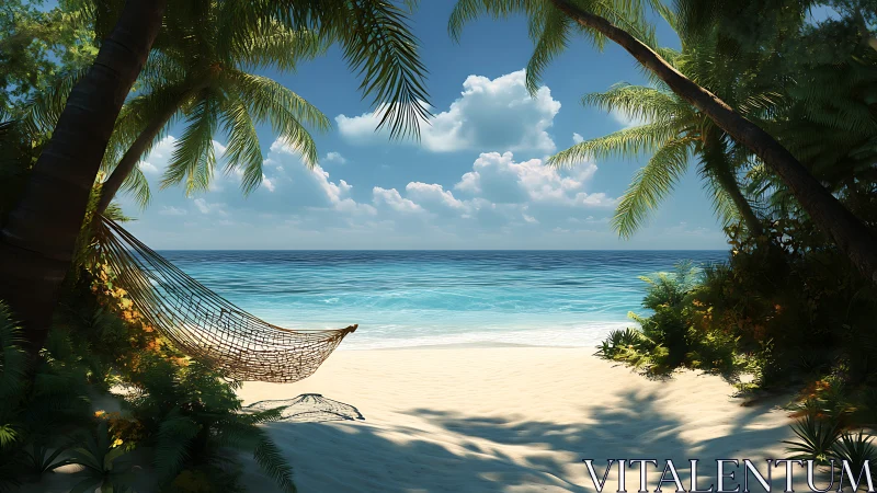 Tropical Hammock Paradise Over Turquoise Waters.