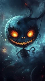 Glowing jack o lantern entity rendered in dark misty scene