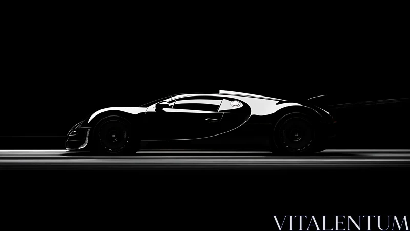 Black supercar silhouette cuts stark profile in motion