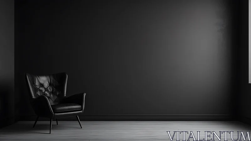 Black leather armchair anchors minimalist monochrome interior