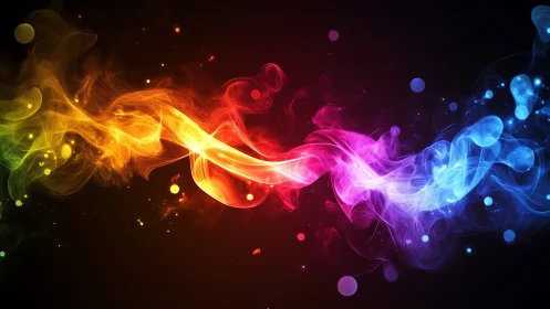 Multicolored luminous wisps converging on dark background.