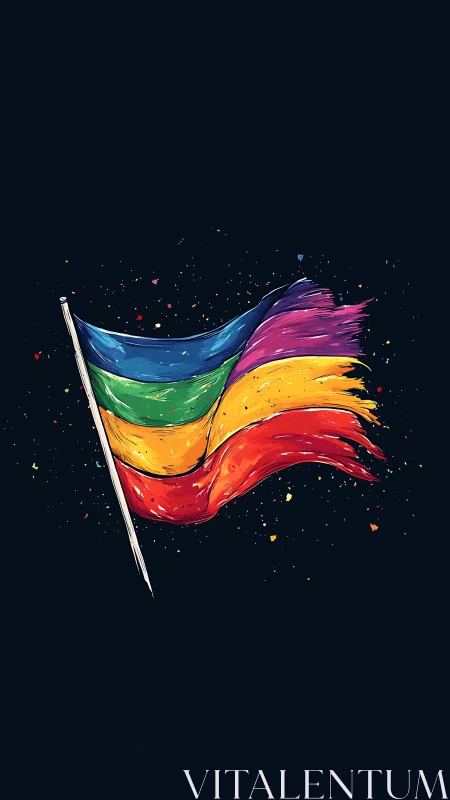 Colorful rainbow pride flag with paint streak texture.