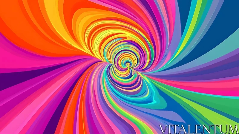 Spiraling rainbow currents draw the eye into glowing motion