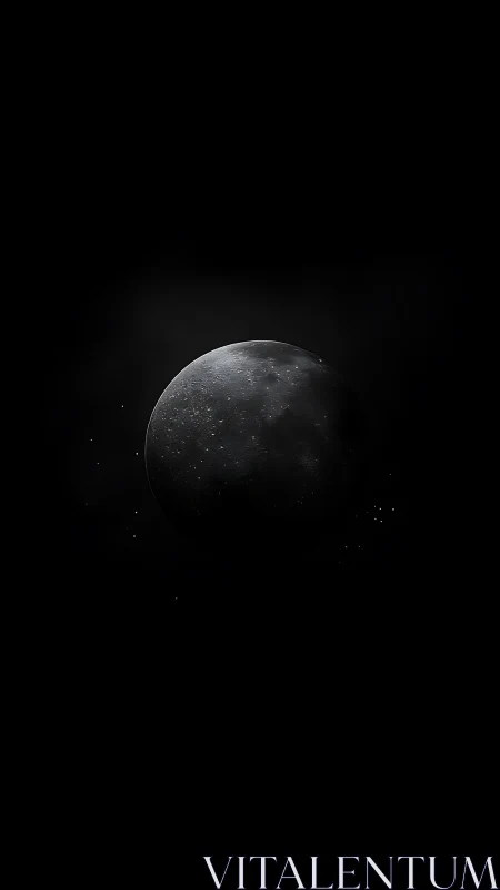 Luminous crescent moon rendered with high-contrast deep space lighting