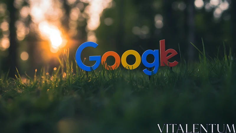 Google Logo in Grass at Golden Hour Sunset.