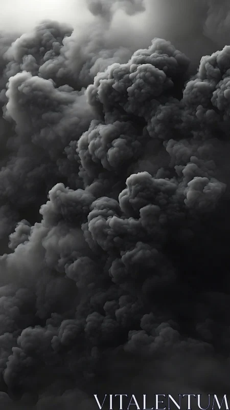 Dense storm clouds swirl in dramatic monochrome depth.