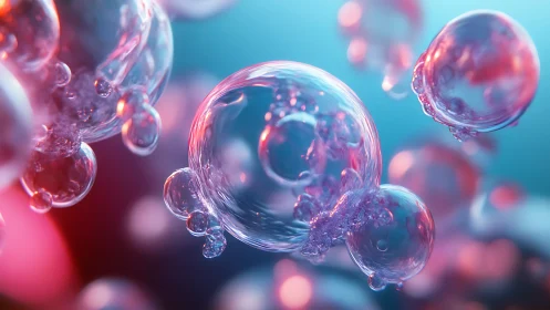 Translucent spherical forms occupy a shallow depth of field