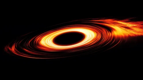 Fiery black hole swirls in a glowing ring of cosmic light