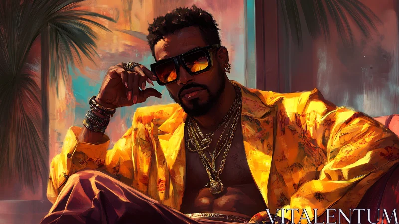 Sunlit swagger king in molten gold resort cool.