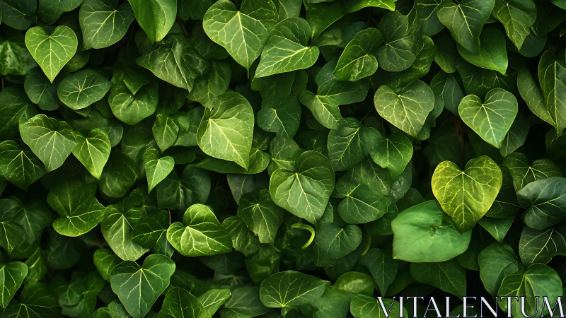 Dense ivy foliage with layered heart shaped green leaves.