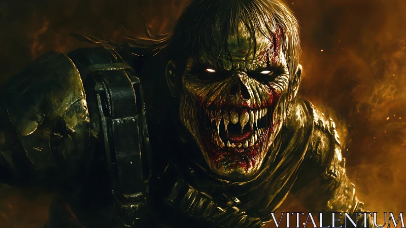 Undead armored horror in cinematic digital painting close-up.