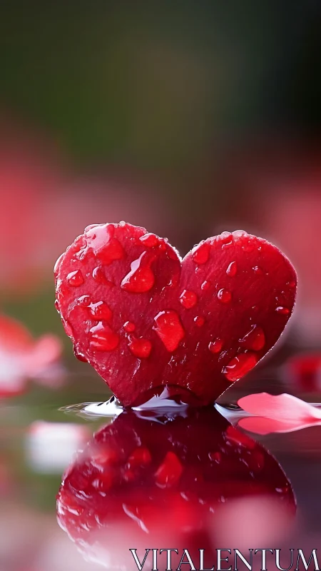 Heart-Shaped Raspberry Glistens with Dew Drops.