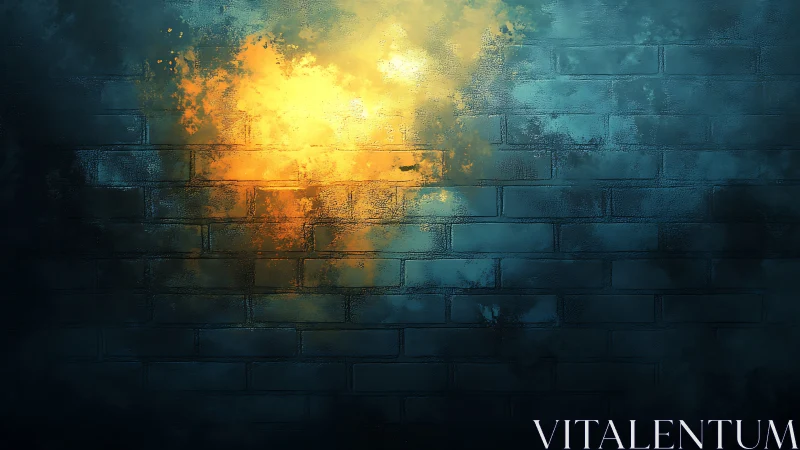 Luminous breach through weathered brick wall structure