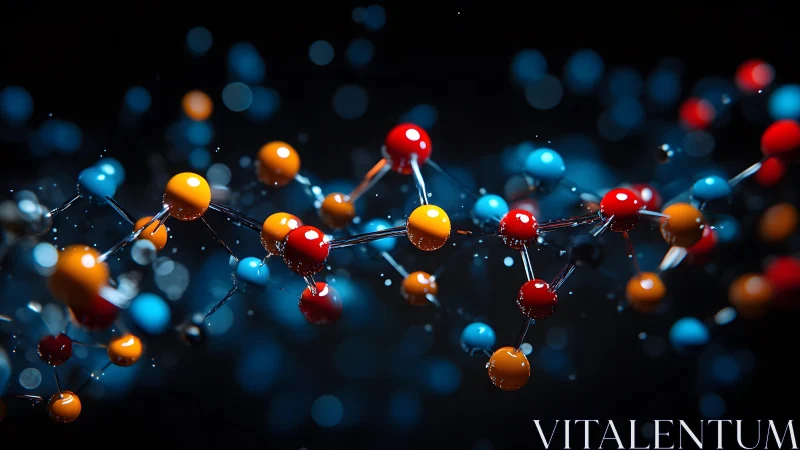 Vibrant Molecular Structure in Abstract Digital Art Style.