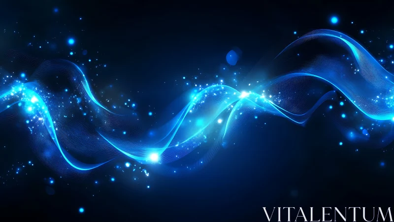 Electric blue ribbons dance like starlight across midnight