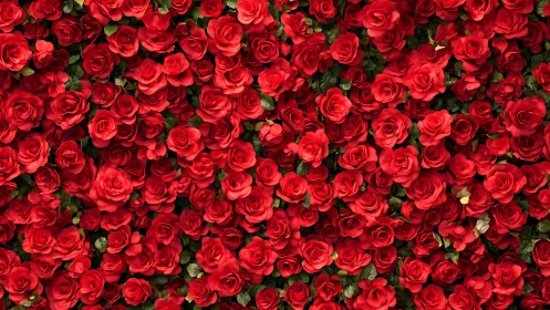 Dense Red Roses in Full Bloom