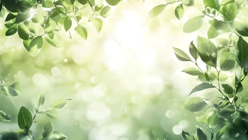 Sunlit leaves whisper softly through a bright green haze