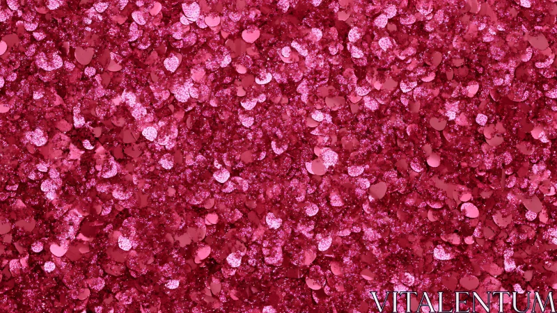 Pink heart glitter confetti background with dense sparkle.