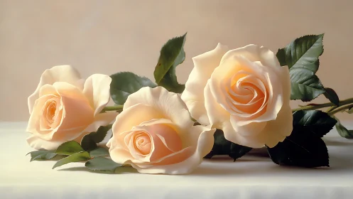Peachy Roses Arranged in Elegant, Sunlit Splendor