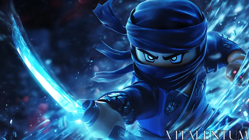 Stormblade mini ninja slashes through electric blue chaos.