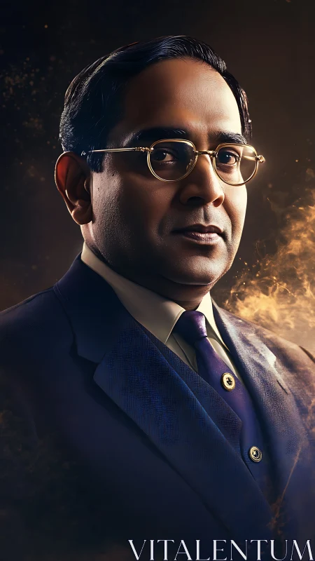 Formal portrait of dignified man in tailored navy suit