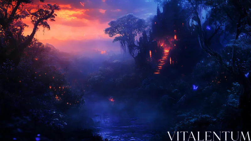 Twilight's Crossroads: Where Sunset Kisses Castle Stone