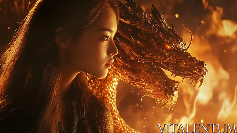 Firelit girl and molten dragon sharing a fierce oath.