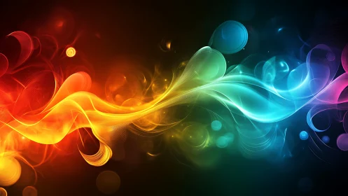 Chromatic energy ribbons weave a luminous spectral river.