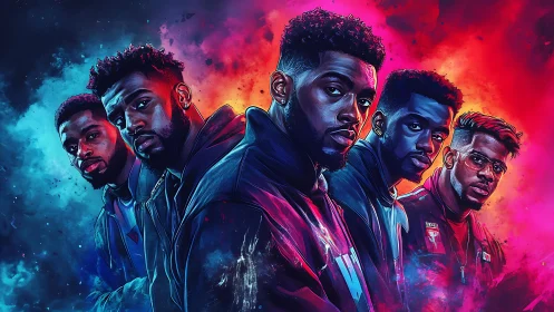 Bold neon portraits celebrate confident modern brotherhood