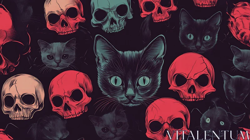 Mystical Cats and Skulls Come Together in Dark Art.