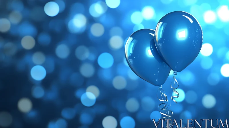 Shimmering Blue Balloons Float Through a Dreamy Bokeh Paradise