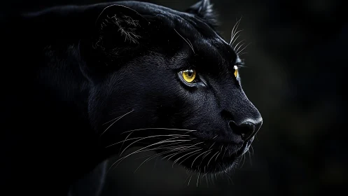 Black Panther Portrait with Golden Eyes.