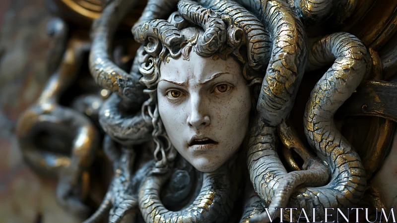 Stone-eyed gorgon queen wrapped in baroque serpentine dread.