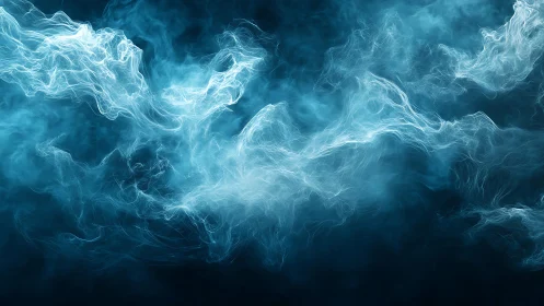 Ethereal Blue Smoke Swirls in Abstract Digital Art Style.