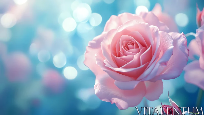 Pink Rose Blooms in Ethereal Light—Dreamy Garden Reverie.