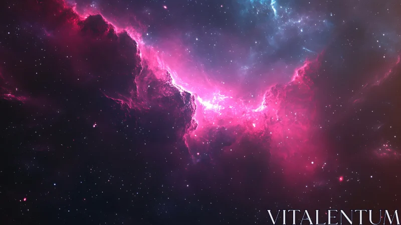 Nebular gas forms a luminous pink structure in deep space