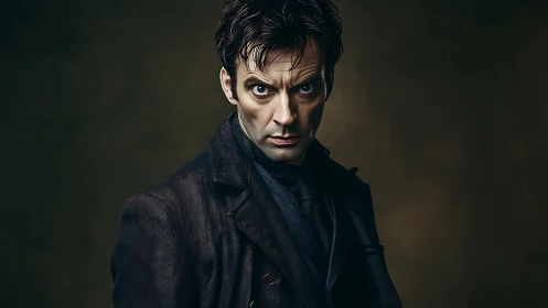 Moody three-quarter male portrait with dramatic rim lighting